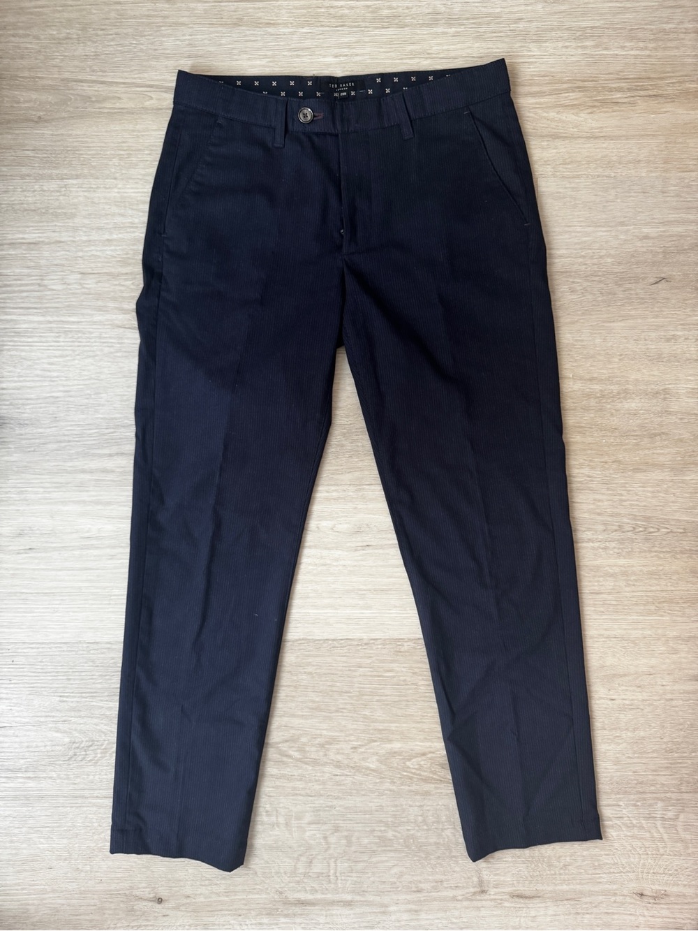 Ted Baker Men's Navy With White Stripes Trousers